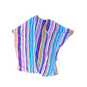 Colorful Vertical Stripe Kimono Cover-Up - Summer, Vacation, Beach, Sheer, Flowy
